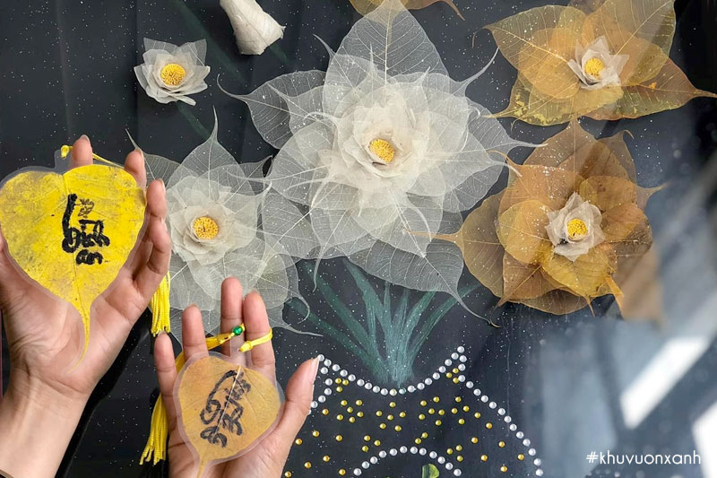 Tranh nghệ thuật từ lá cây Bồ đề