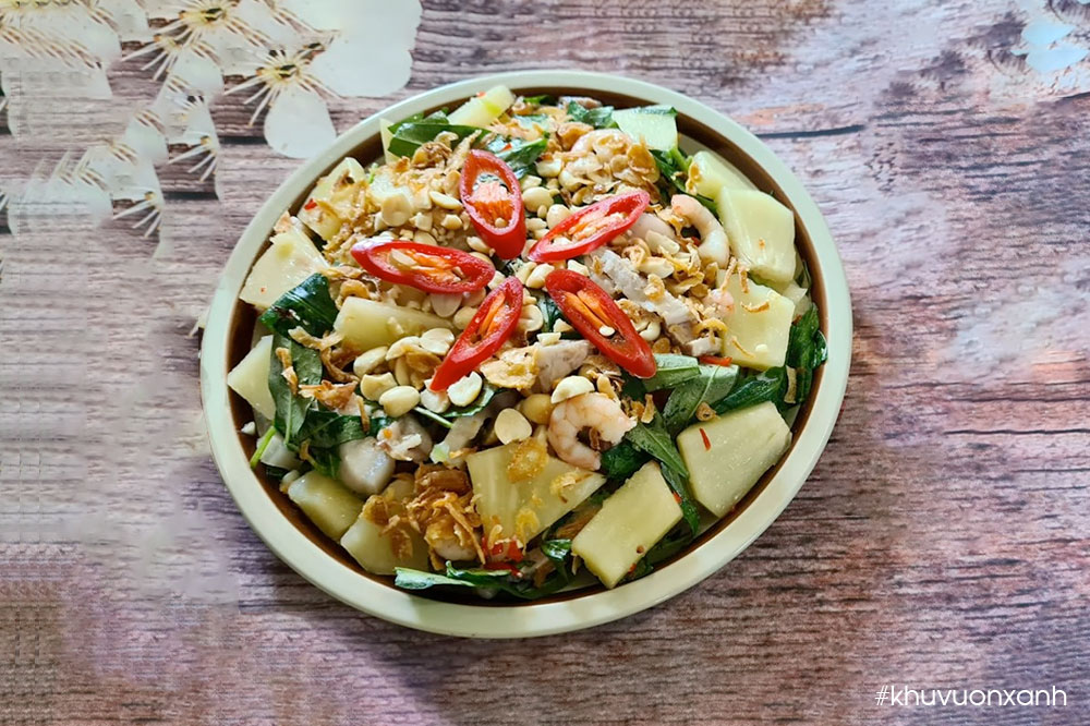Món Gỏi sake tôm thịt